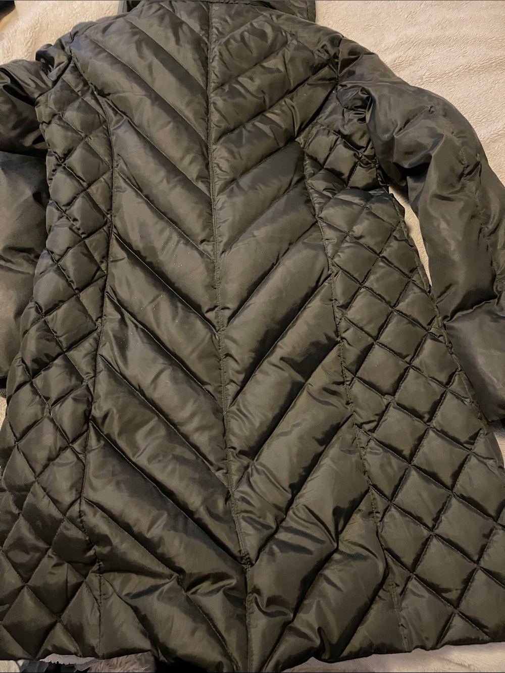 Michael Kors Women's Green Quilted Hooded Puffer Coat M - Picture 6 of 9
